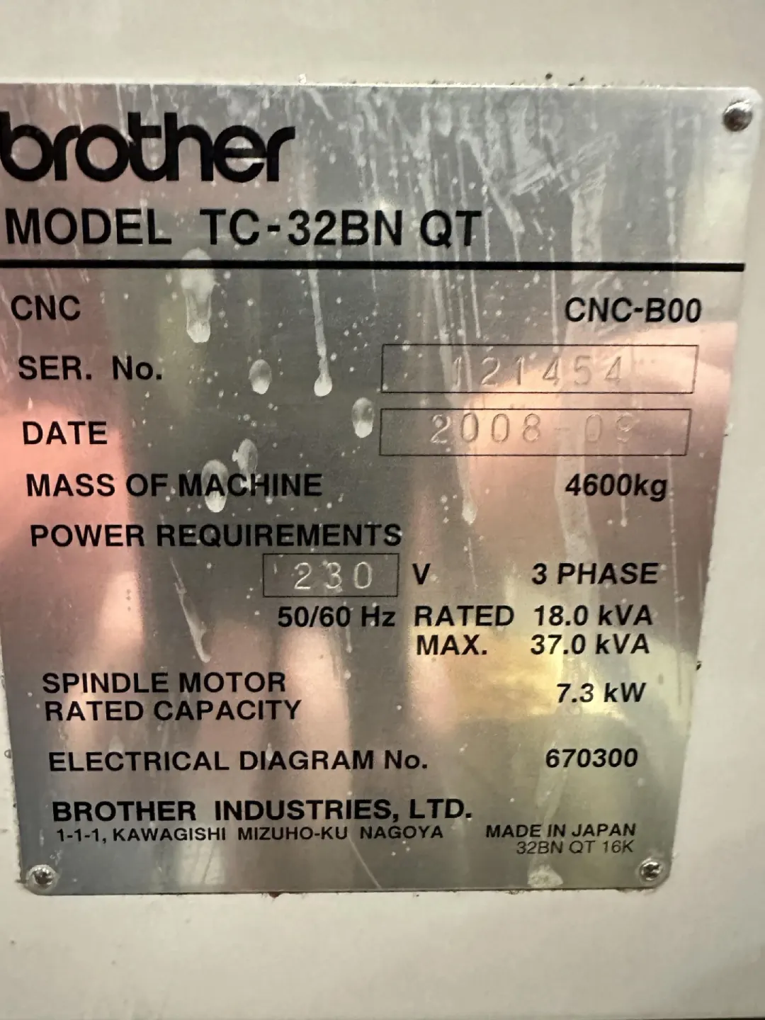 2008 Brother TC-32BN QT CNC Drill & Tapping Center s/n: 121454 - Image 8